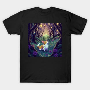 Corgi in an enchanted forest T-Shirt